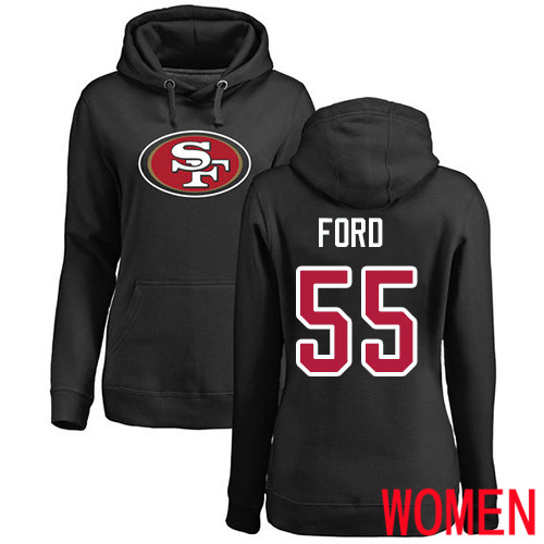 San Francisco 49ers Black Women Dee Ford Name and Number Logo #55 Pullover NFL Hoodie Sweatshirts